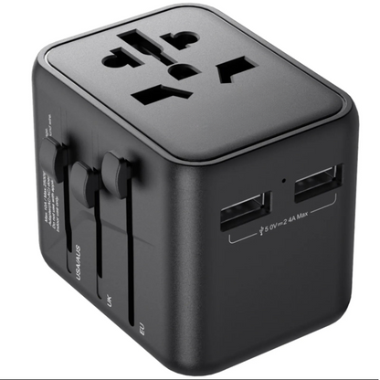 Travel Adapter Universal All-in-One with 2 USB