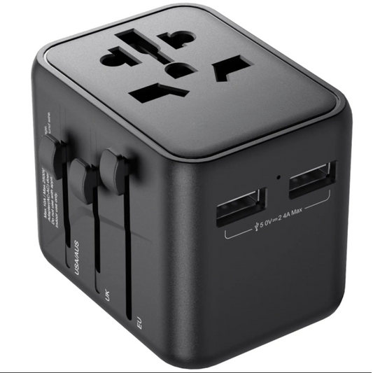 Travel Adapter Universal All-in-One with 2 USB