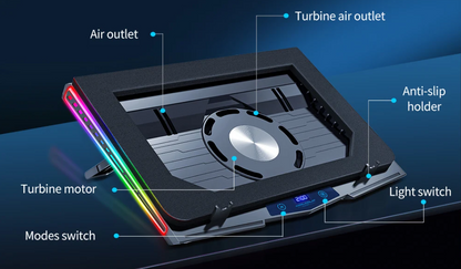 Laptop Cooling Pad Adjustable RGB Quiet USB Fans