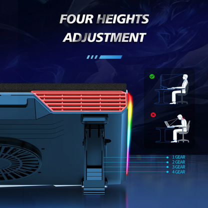 Laptop Cooling Pad Adjustable RGB Quiet USB Fans
