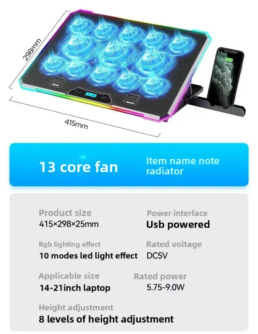 Laptop Cooling Stand 15.6 Inch Gaming Fan Base