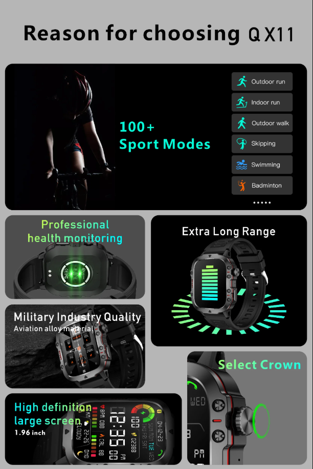 Smart Watch Men Rugged Outdoor Waterproof Bluetooth Call