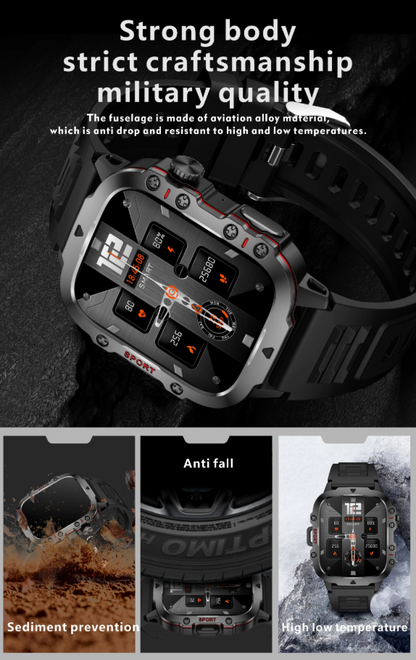 Smart Watch Men Rugged Outdoor Waterproof Bluetooth Call