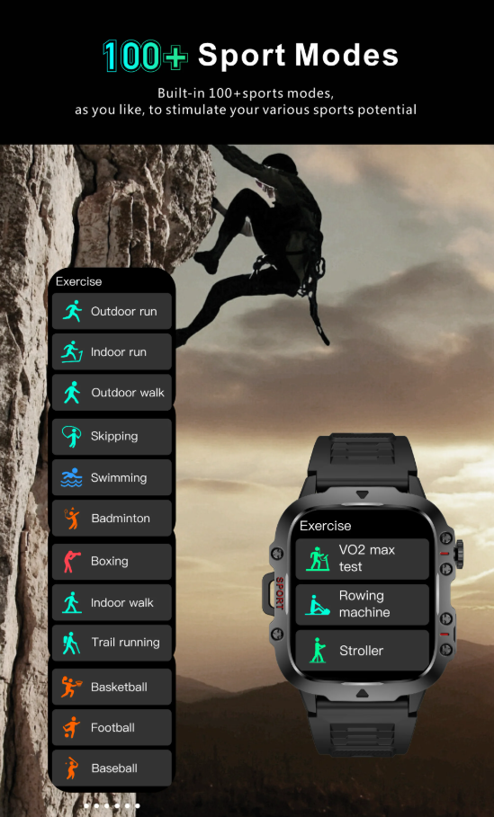 Smart Watch Men Rugged Outdoor Waterproof Bluetooth Call