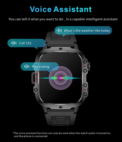 Smart Watch Men Rugged Outdoor Waterproof Bluetooth Call