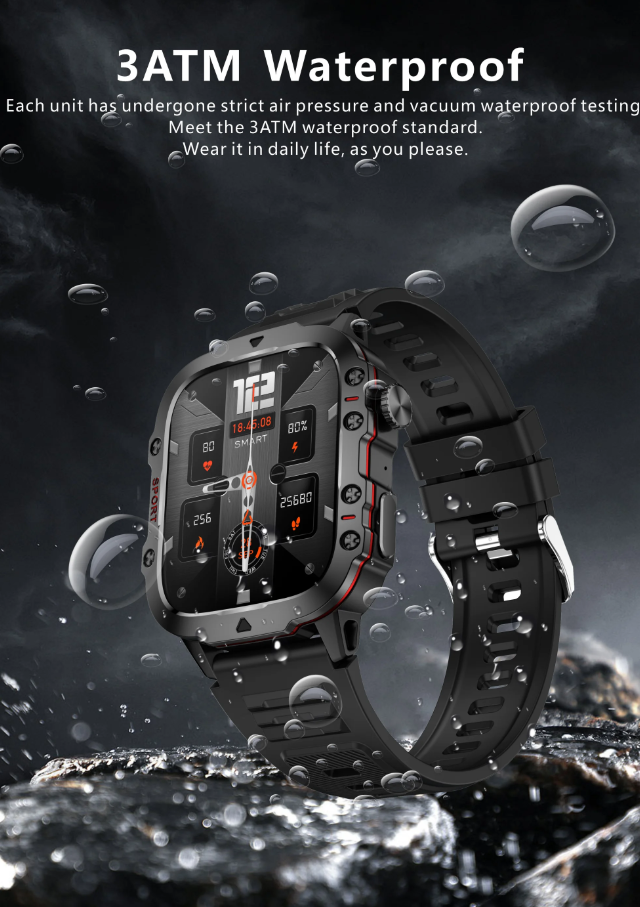 Smart Watch Men Rugged Outdoor Waterproof Bluetooth Call