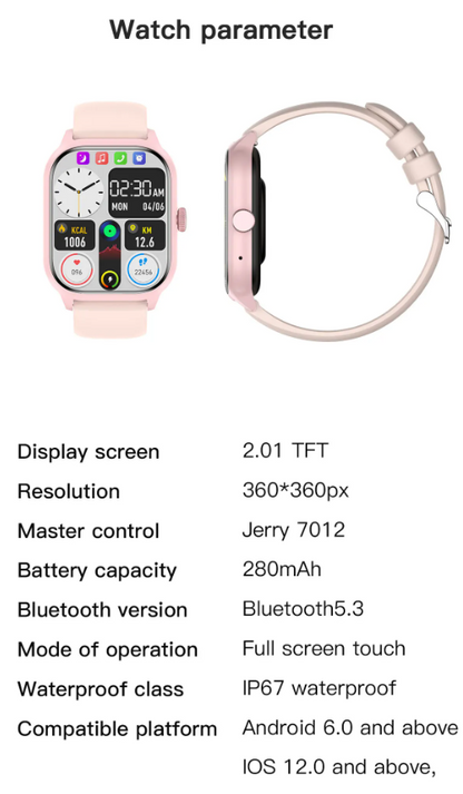 Smart Watch Fitness Tracker Bluetooth Call Touchscreen