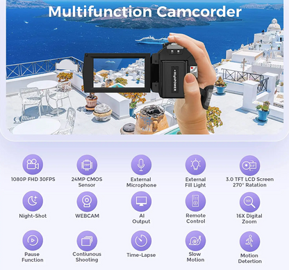 Digital Camera Video Camcorder with Rotating LCD Screen