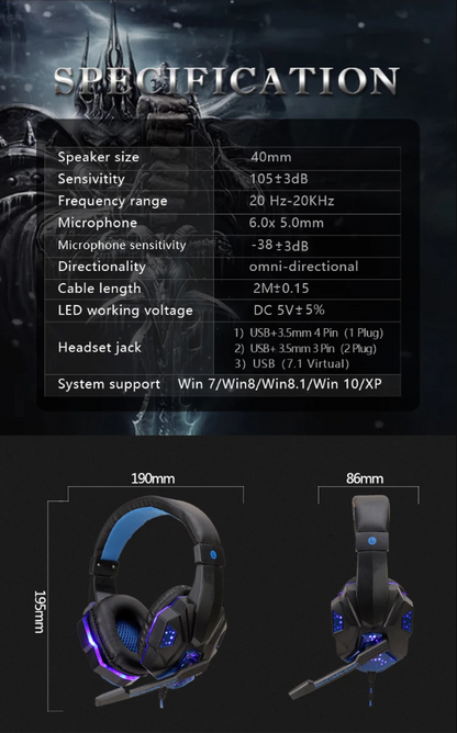 Wired LED  Gaming Headset with Microphone