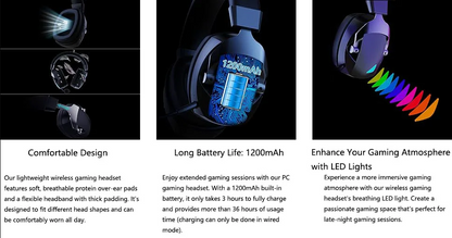 Wireless Bluetooth Noise Cancelling Gaming Headset with Mic